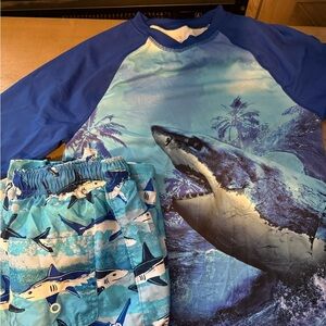 Wonder Nation Blue Shark Rashguard Set